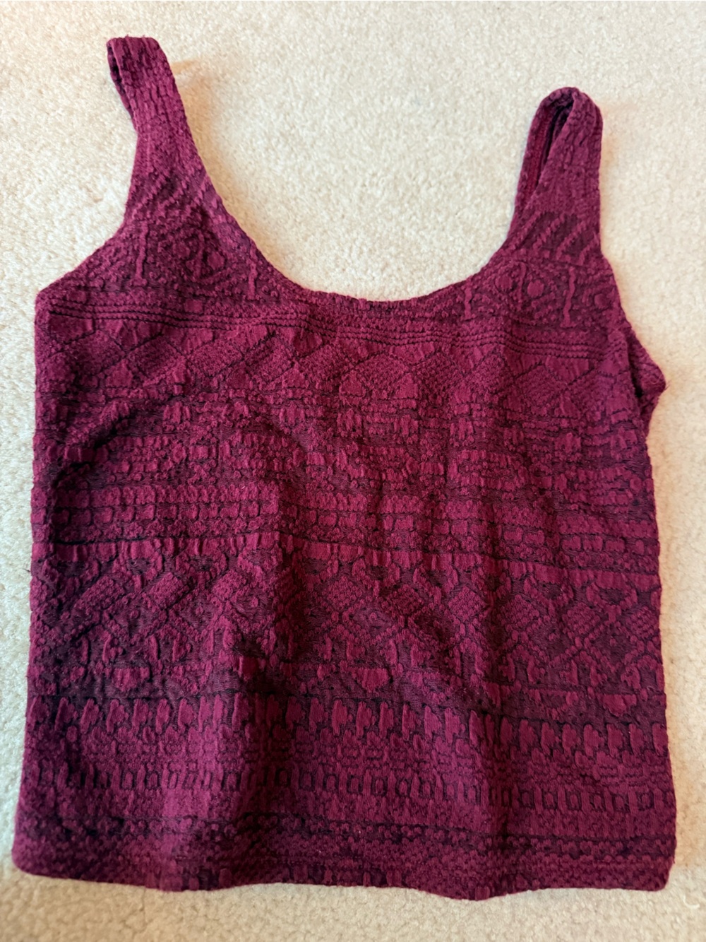 Hollister Maroon Textured Knit Tank Top